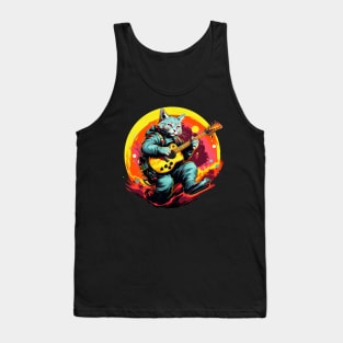 Cat Playing Guitar Funny Cat With Guitar Cute Cat Guitar Tank Top